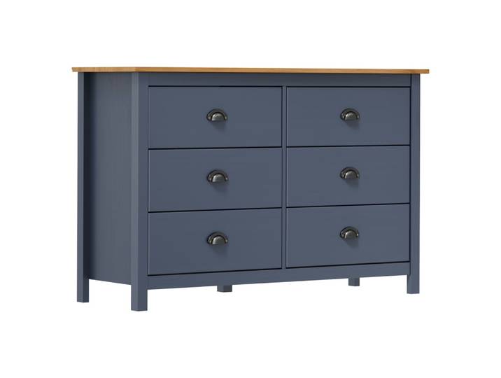 vidaXL Sideboard Hill Grau 125x40x80 cm Massivholz Kiefer