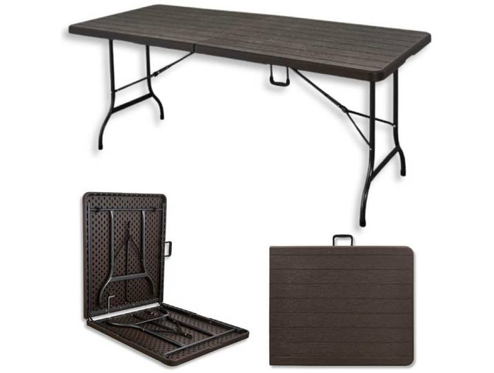 Table de jardin pliante 8 personnes 180 cm imitation bois TERRE JARDIN