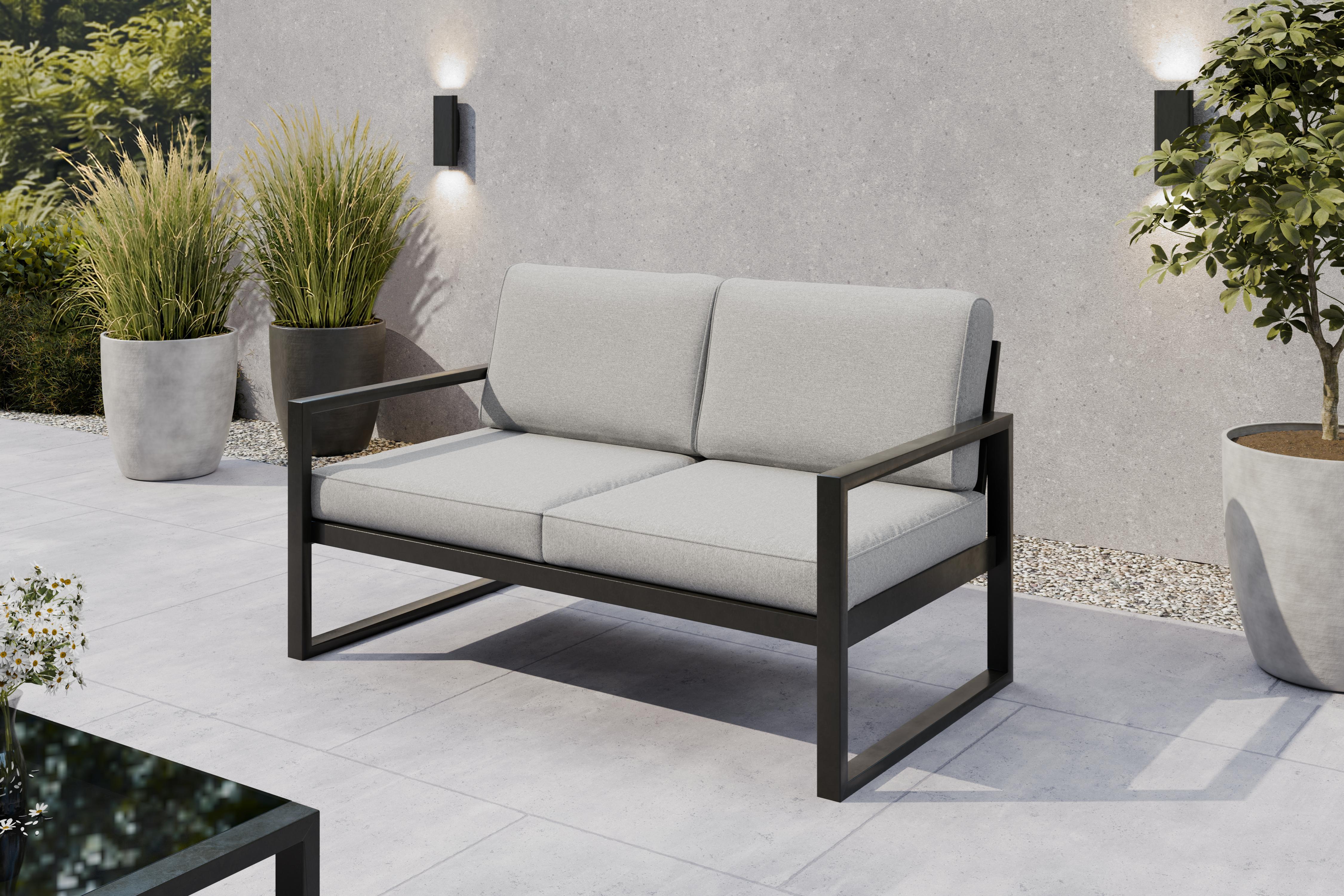 SOLAR 2-Sitzer Garten-Loungesofa - Metallgestell pulverbeschichtet - Loungesofa mit Komfortpolstern - Verschiedene Farben S/PB07