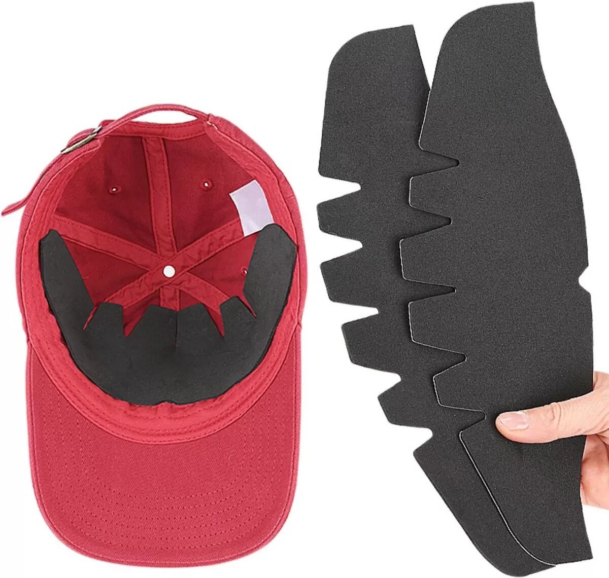 INF 10er-Pack Schirm-Schutzpads – Selbstklebende EVA/PET Stirnschweiß-Einlagen für Baseballcaps, Schwarz