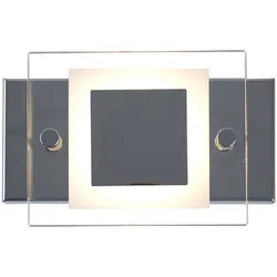 Wandleuchte Wandlampe Badleuchte Wandspot Wohnzimmerlampe Badezimmer Flur, IP44 Metall Glas Chrom, 1x ED 4,5W 400Lm 4000K, LxBxH 15x10x5cm