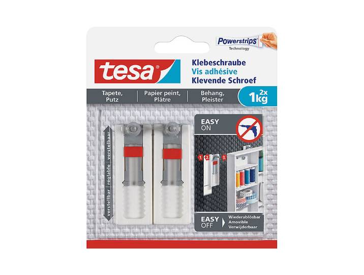 Tesa Verstellbare Klebeschraube für Tapeten und Putz 1 kg 2 Stück