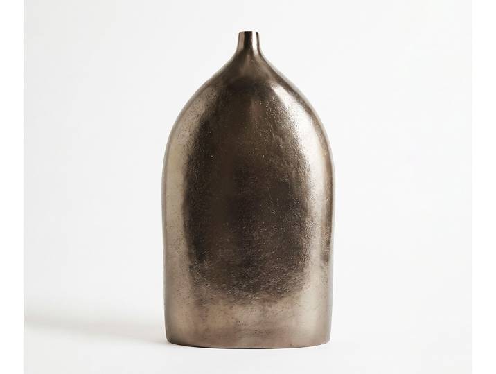 Vase Ogiva B32 x T16 x H56 cm Aluminium Mokka Bronze Gegossen, Wohnaccessoires