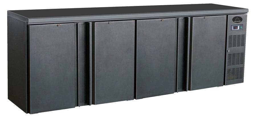 Gastro Barkühler | Barkühlschrank | Flaschenkühltisch | Schwarz | 4 Türen | 698 Liter | 0 bis +10 °C