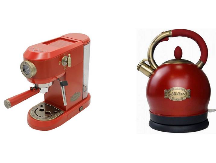 Kaiser Küchengeräte Espressomaschine, Siebträger-Espressomaschine, 19 bar+Exklusiver Retro Wasserkoche