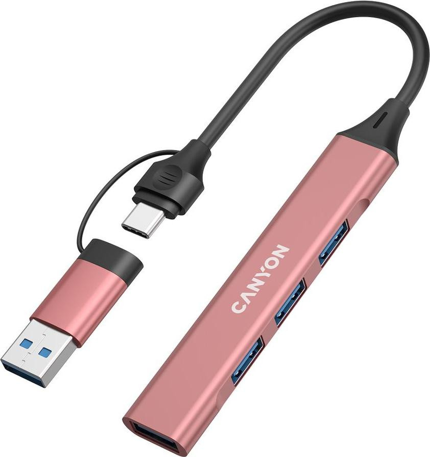 Canyon Hub DS-02 4-in-1 USB-A/C Hub, roze