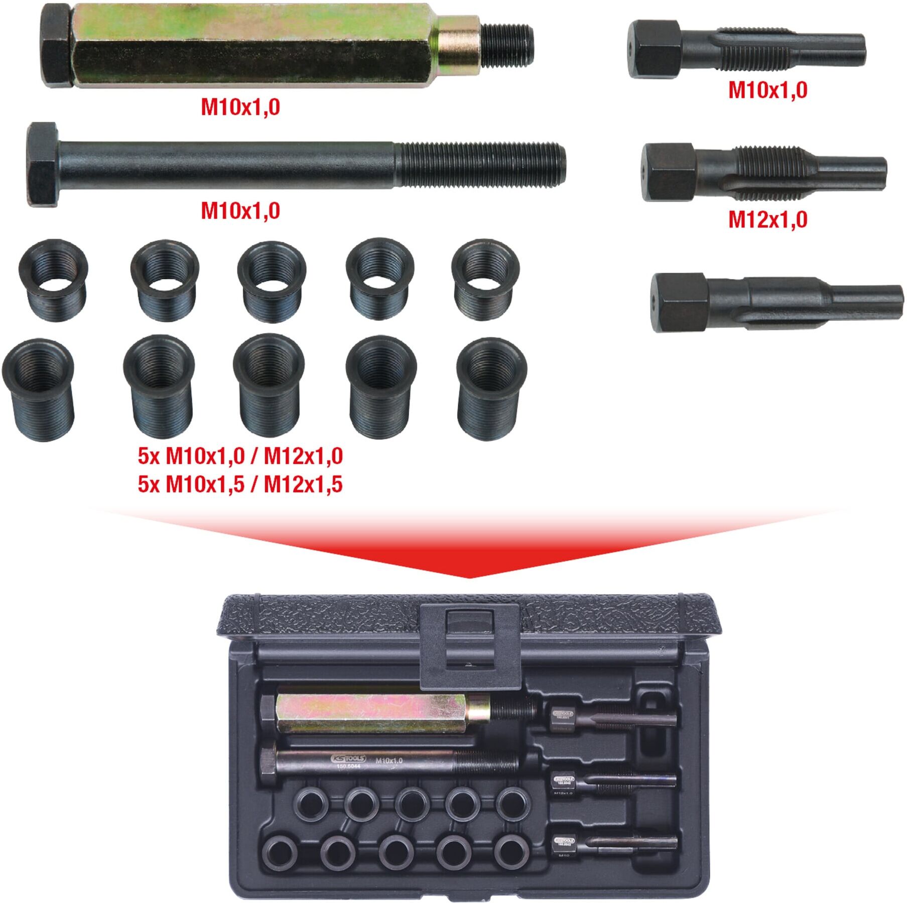 KS Tools THREADfix Reparatur-Satz M10x1 Glühkerzen,15-teilig (150.5040)