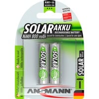 800mAh Solar, Akku silber, 2x AA (Mignon)