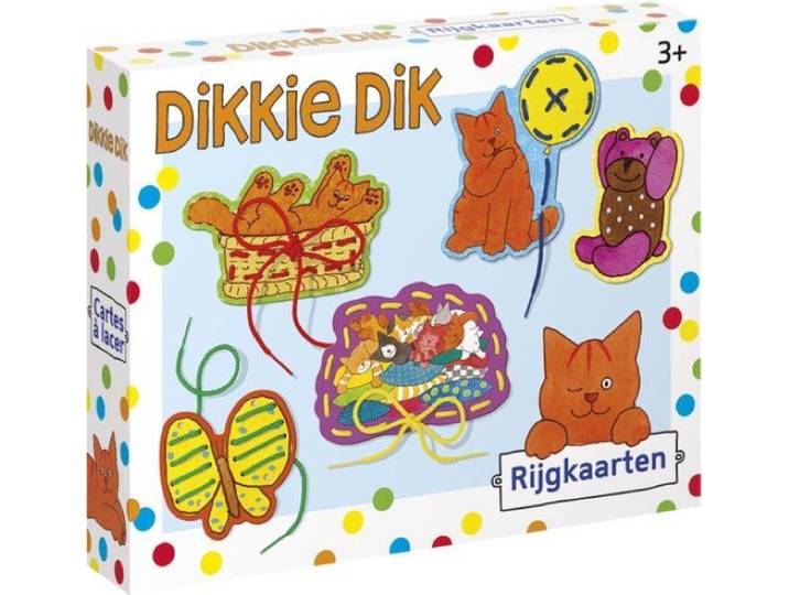 Dikkie Dik 19322 - Rijgkaarten - Set van 5 kaarten en rijgveters