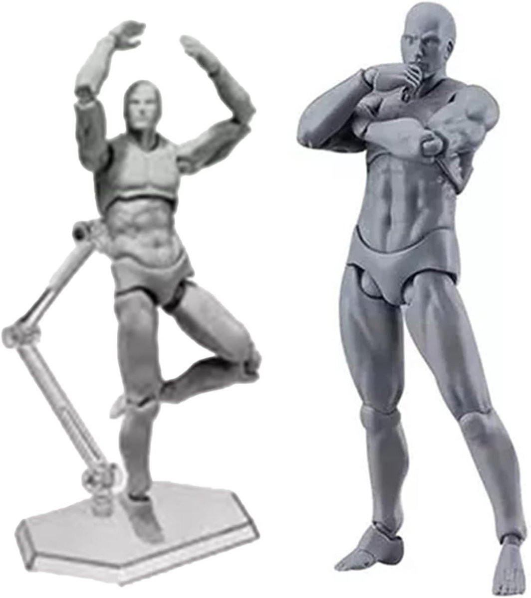 Actiefiguur Man #13 voor volwassenen met gearticuleerde joints in zilverkleurige huidtint
