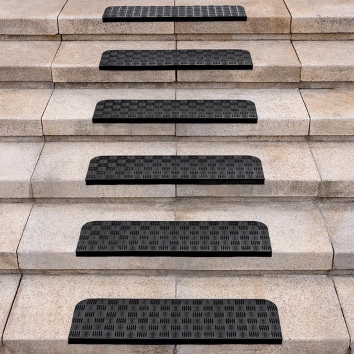 Set van 6 antislip traptreden - Rubberen matten - Breedte: 76 cm