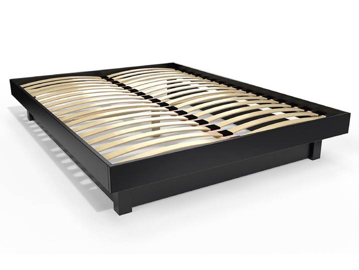 Lit plateforme 140x200 en bois massif 140x200 Noir