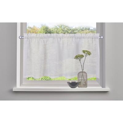 Scheibengardine OTTO HOME "Louvelle, 1 Stück, Stangendurchzug, halbtransparent, Leinenoptik" Gr. 4, weiß, B:120cm H:45cm, Polyester, Gardinen, Leinenoptik, Scheibengardine, modern, basic