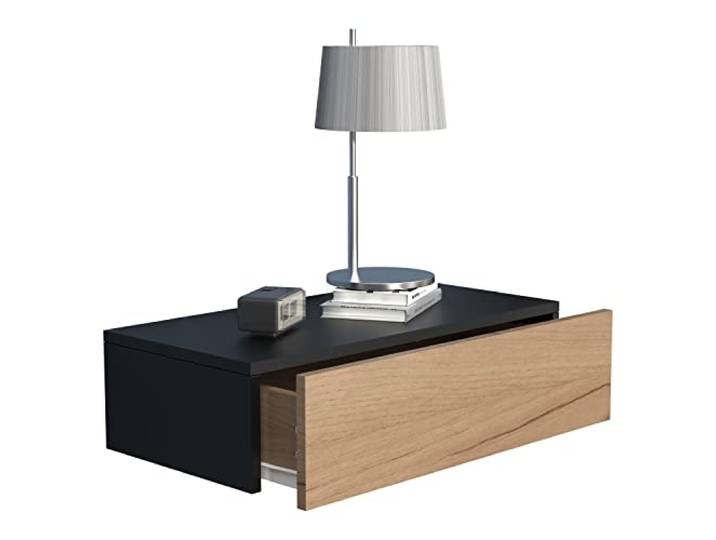 VCM Nachttisch Schwarz/Honig-Eiche 60x30x15 cm Holzwerkstoff Wandschublade Spart Bodenfläche dank platzsparender Wandmontage - Schlafzimmer - für kleine Räume - einfache Montage