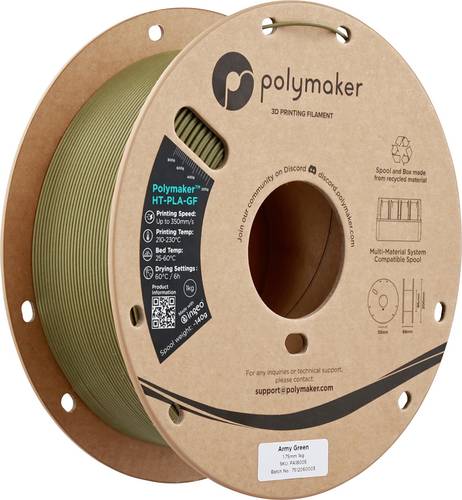 Polymaker PA18005 HT-PLA-GF Filament HT-PLA-GF Hochtemperaturbeständig, Glasfaserverstärkt, Matt, Highspeed Filament 1.75mm 1000g