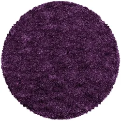 Teppich Wohnzimmer Hochflor Einfarbig Weich Flauschig Waschbar Strapazierfähig Rund Violett 200x200 cm – SALZACH von Kadima Design