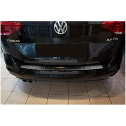Avisa, Kennzeichenhalter, Zwart RVS Achterbumperprotector compatibel met Volkswagen Touran III 2015- incl. R-Line Ribs (Heck)