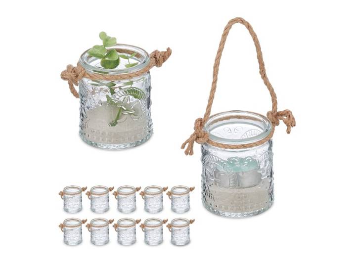 Relaxdays Windlicht met touw set van 12