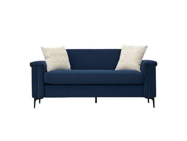 WOVREO Lot de 2 canapes fixes 2 places 172 cm tissu polyester bleu style scandinave pieds metal