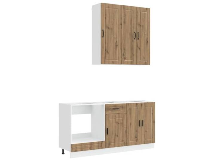 GPWERSDF Kücheneinheit Porto 5 pcs Artisan-Eiche Holzwerkstoff Robust, Feuchtigkeitsbeständig, Verstellbare Füße, Wandbefestigung, Arbeitsplatte Nicht Enthalten