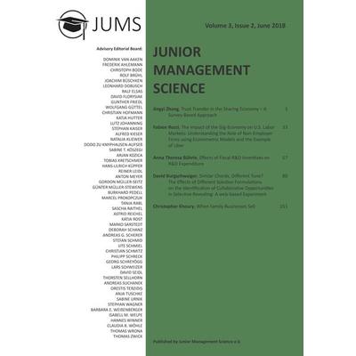 Junior Management Science, Volume 3, Issue 2, June 2018, Taschenbuch von Junior Management Science E. V., GRIN, 978-3-346-08166-7