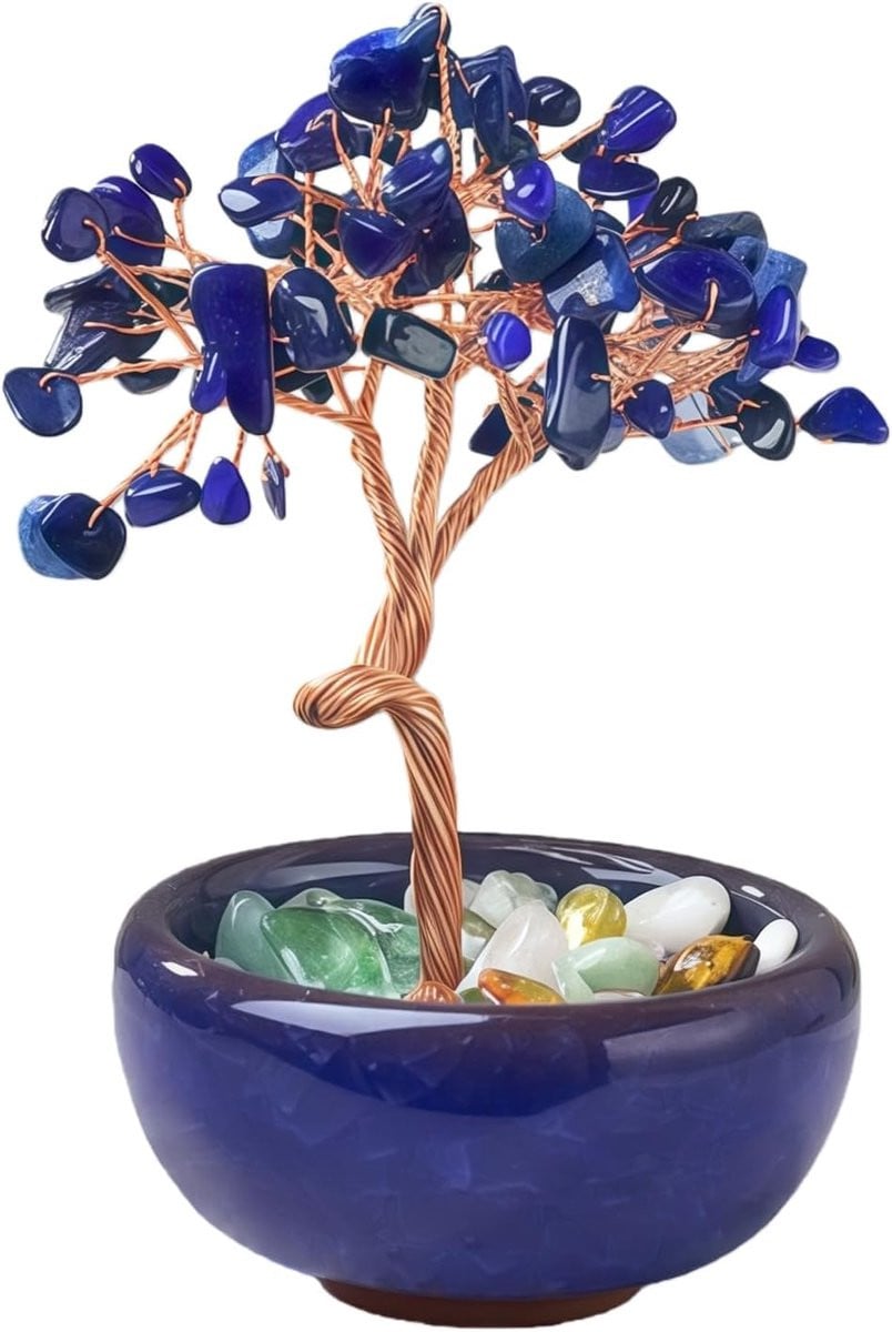 SnelShoppen Levensboom van Lapis Lazuli en Rozenkwarts Natuursteen Handgemaakte Decoratie