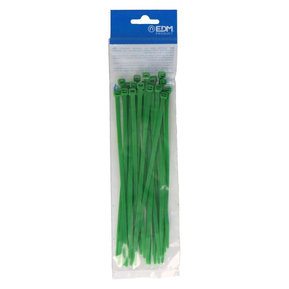 EDM Grüne Krawatten 200x4,8mm aus hochwertigem Nylon (Blister 25 Stck.) (Kunststoffkabelbinder, 200 mm, 25 Stk.) (49369091)