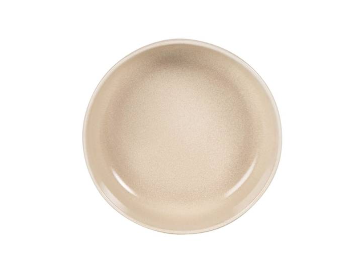 Teller mit Rand aus Steingut, beige