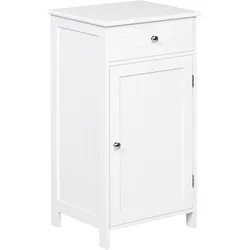 kleankin Badezimmerschrank Schublade 2 Regalböden kippsicher MDF Stauraum 43x34x77 cm/Weiß