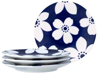 "Noritake Bluefjord Set of 4 Coupe Appetizer Plates, 6-1/2"""