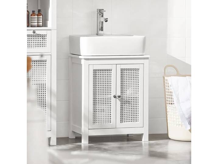 SoBuy BZR35-W Meuble sous-Lavabo sous-Vasque à 2 étages et 2 Portes de Salle de Bain - 50 x 33 x 60cm