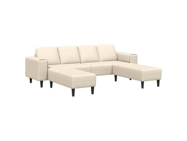 KUTYWEXFM U-Form Sofa 4-Sitzer Couch Cord Creme 250x188x76 cm Gemütliches Ecksofa aus weichem Cordstoff mit stabilen Kissen für das moderne Wohnzimmer und Entspannungsbereiche.