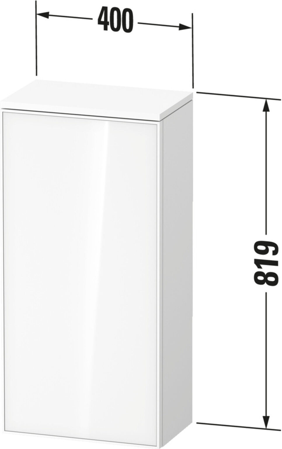 Duravit Halbhochschrank Zencha 40x24x81,9cm, 1 T, An re, Gl. we/we matt (ZE1350R64840000)