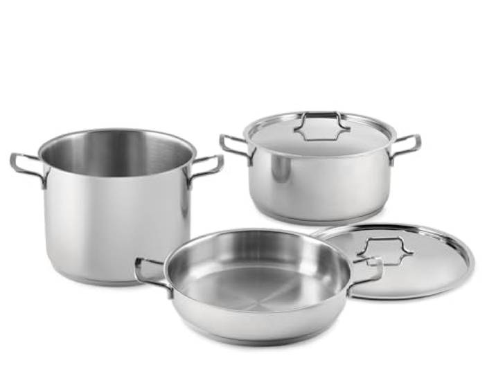 H&H, Topf-Set, 5-teilig, Genesis aus Edelstahl 18/10, Dreifachboden für alle Herdarten, inklusive Induktion, mit Deckeln