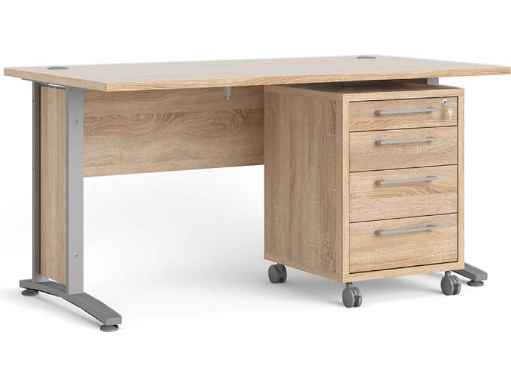 Prisme Schreibtisch mit Rollcontainer Eiche Nachbildung
