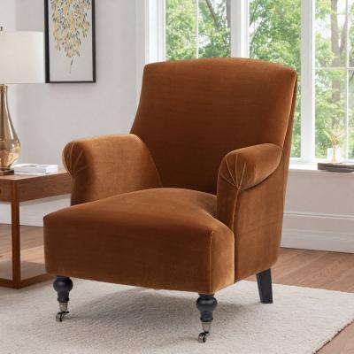 "33.5"" Velvet Pleated Sock Arm Accent Armchair with Sinuous Spring Construction and Solid Wood Turned Legs"