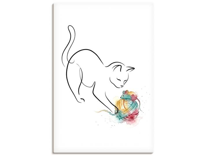 Wandbild GOODPRODUCT Katze mit Spielzeug II , bunt (farbe bild(er): weiß), B:20cm H:30cm T:1,7cm, Holz, Leinwand, Bilder, Wandbild, als Poster oder Leinwandbild in versch. Grössen