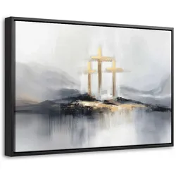LEINWAND Bilder mit Rahmen - Abstrakt - Malerei - Christentum - Kreuz - 60x40