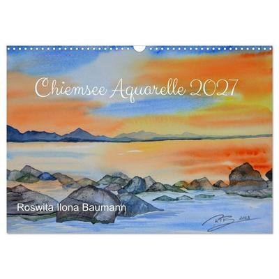 Chiemsee Aquarelle (Wandkalender 2027 DIN A3 quer), CALVENDO Monatskalender