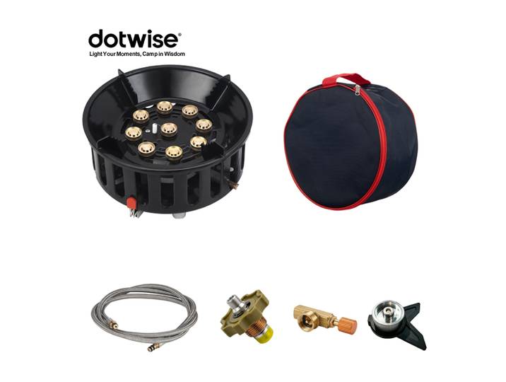 Réchaud de Camping à 9 cœurs 21000W, brûleur à gaz haute puissance, forte puissance de feu, brûleur touristique Portable, coupe-vent pour l'extérieur