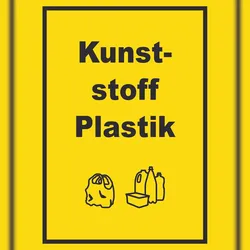 HB-Druck Kunststoff Plastik Mülltrennung Schild Text Symbol shopping bag hochkant A5 Rückseite selbstklebend