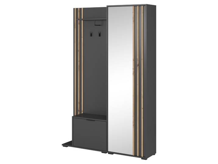 GARDEROBENSCHRANK NELIANA 131/192/40 cm Modern Garderobe-Set Graphitfarben