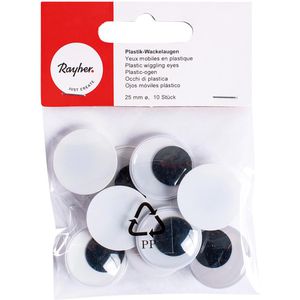 Rayher Wackelaugen 8917600, 25 mm, rund 10 Stück