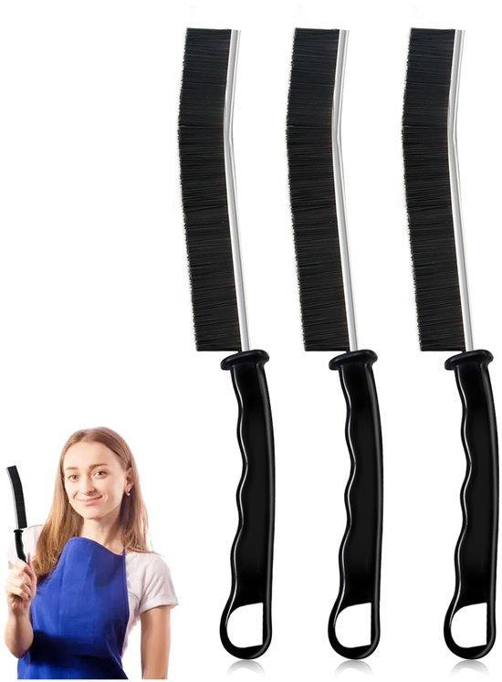 Unyqoos 3-delige set borstels voor voegen en hoeken met PP-borstels en ergonomische handgreep voor badkamer en keuken