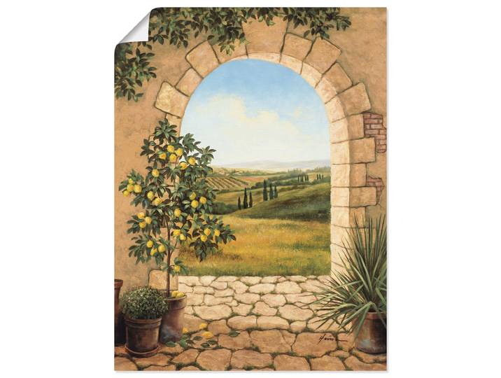 Artland Zitronenbaum vorm Torbogen Fensterblick 1 Stk. tlg. als Leinwandbild, Poster in verschied. Grössen