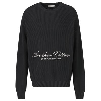 Rundhalspullover ANOTHER COTTON LAB "Another Cotton Lab Established Knit Sweater", Herren, Gr. XS, schwarz, 100% Baumwolle, loose fit, Rundhals, Pullover Rundhalspullover