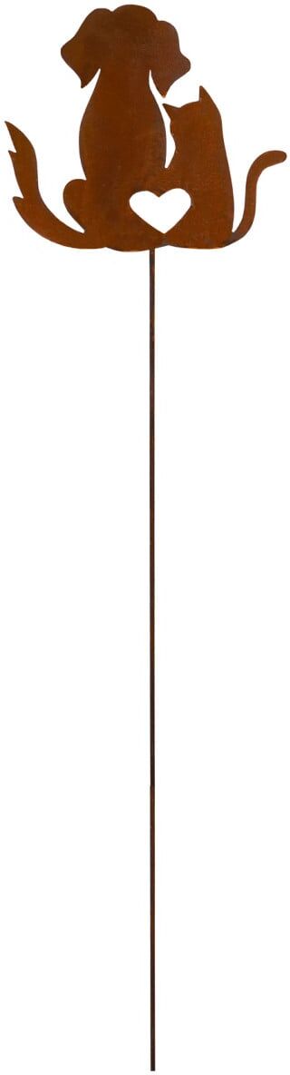 Badeko Gartenstecker Hund Katze Love 124 x 26 cm rostbraun