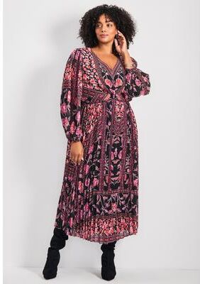 Plus Size Women's Harmony Twist Front Pleated Dress by Avenue in Berry Harmony Placement (Size 30/32)