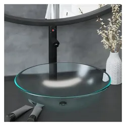 vidaXL, Waschbecken, Gemmrigheim (Schwarzer Wasserhahn) (420 mm, 420 mm)