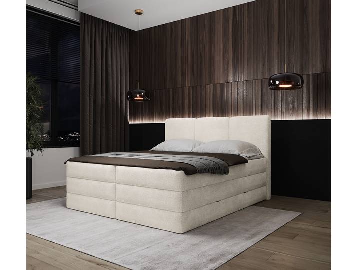 Boxspringbett Duncott 160 x 200cm Bouclé Stoff Sideri Weiß